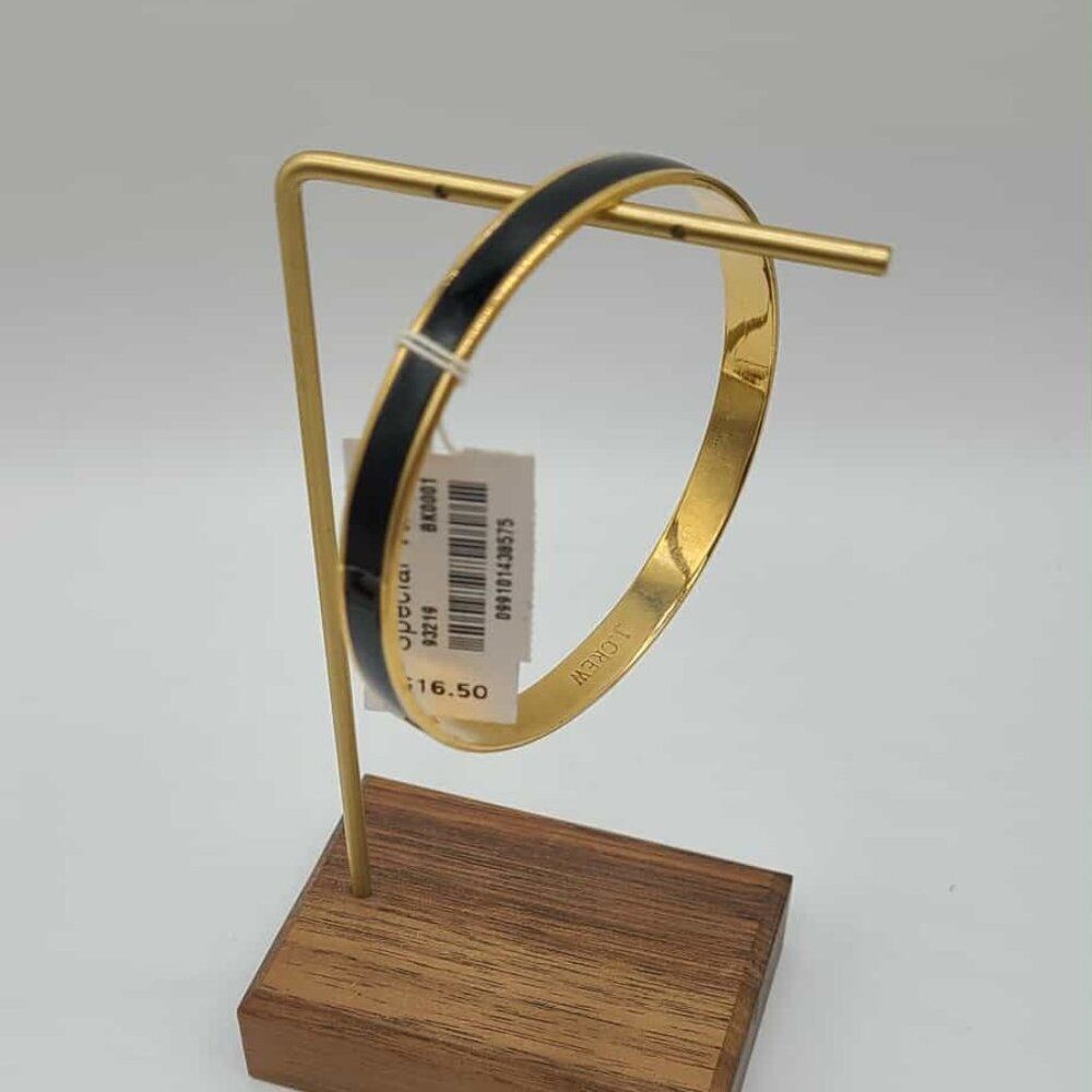 J Crew Factory Thin Black Enamel Gold Tone Bangle NEW!  NWT